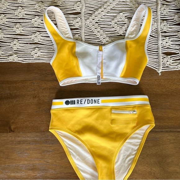 RE/DONE x SOLID & STRIPES YELLOW TWO PIECE SWIMSUIT SIZE S/M - Picture 8 of 11